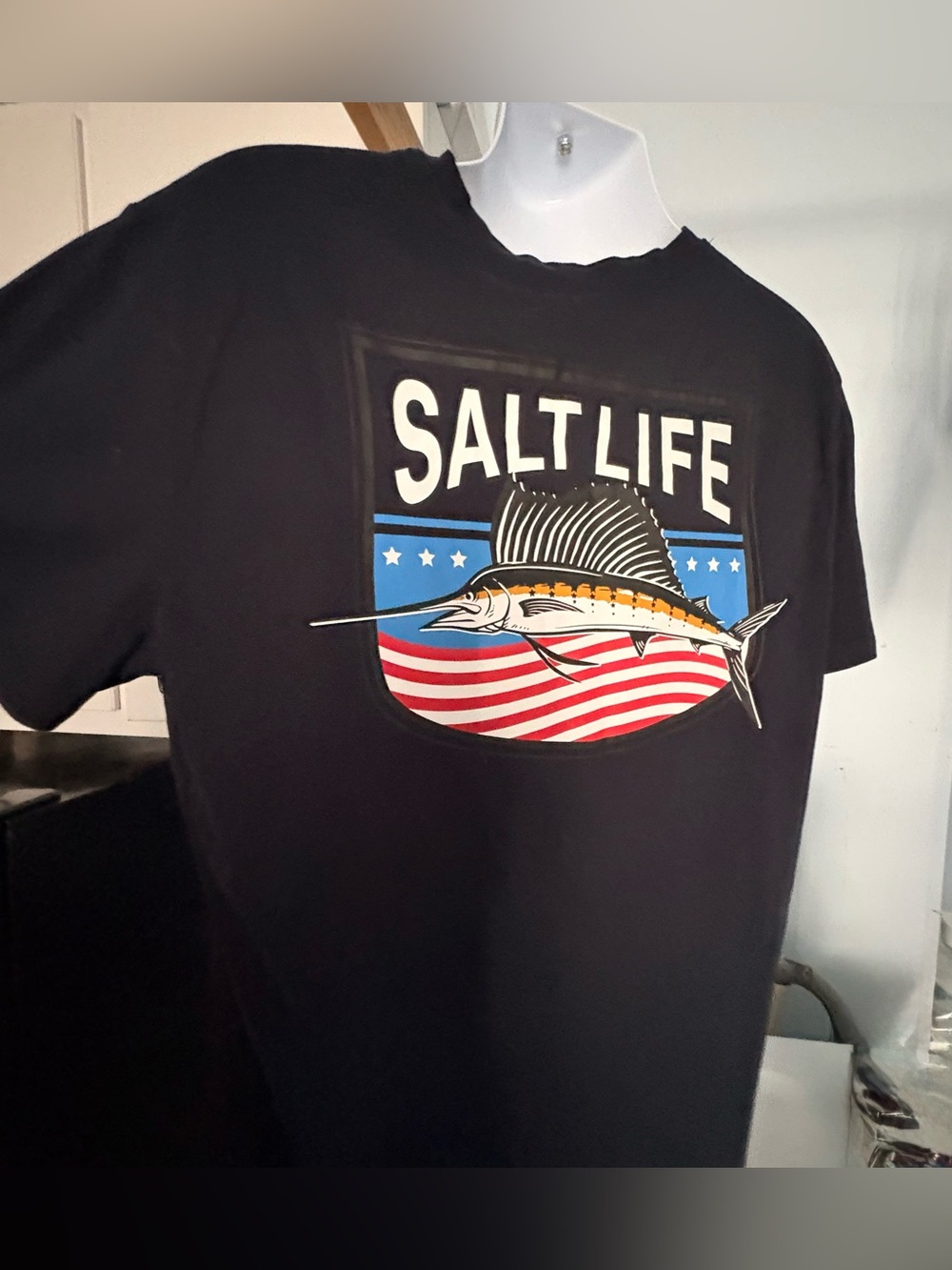 Salt Life Men's Freedom Sail Short Sleeve T-Shirt XXL Black EUC
